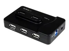 StarTech.com 7 Port USB Hub - 2 x USB 3A, 4 x USB 2A, 1 x Dedicated Charging Port Multi Port Powered USB Hub with 20W Power Adapter (ST7320USBC) - Hub - 2 x SuperSpeed USB 3.0 + 4 x USB 2.0 - stasjon&#230;r - for P/N: MSDREADU3CA, SDMSDRWU3AC, USB312SAT3CB, USB315CB2M, USBLTM1MBK, USBLTM1MWH