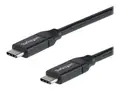 StarTech.com 2m 6ft USB C to USB C Cable 5A PD - USB 2.0 USB-IF Certified - USB-kabel - 24 pin USB-C (hann) rett til 24 pin USB-C (hann) rett - Thunderbolt 3 / USB 2.0 / USB 3.0 / USB 3.1 - 5 A - 2 m - svart