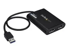 StarTech.com USB 3.0 to Dual DisplayPort Adapter 4K 60Hz, DisplayLink Certified, Video Converter with External Graphics Card Mac &amp; PC (USB32DP24K60) - DisplayPort-adapter - USB-type A (hann) til DisplayPort (hunn) - USB 3.0 - 30 cm - 4 K 60 Hz (4096 x 2160) st&#248;tte - svart