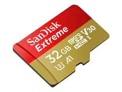 SanDisk Extreme - Flashminnekort (microSDHC til SD-adapter inkludert) 32 GB - A1 / Video Class V30 / UHS-I U3 / Class10 - microSDHC UHS-I