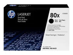 HP 80x - 2-pack - H&#248;y ytelse - svart original - LaserJet - tonerpatron (CF280XD) - for LaserJet Pro 400 M401, MFP M425