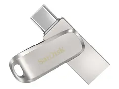 SanDisk Ultra Dual Drive Luxe - USB-flashstasjon 256 GB - USB 3.1 Gen 1 / USB-C - s&#248;lv