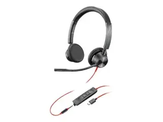 Poly Blackwire 3325 - Microsoft Teams - 3300 Series hodesett - on-ear - kablet - 3,5 mm jakk, USB-C - Certified for Microsoft Teams