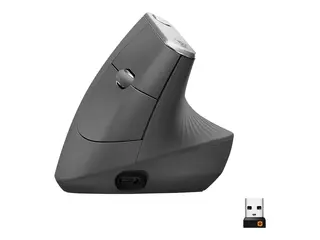 Logitech MX Vertical - Vertikal mus - ergonomisk optisk - 6 knapper - tr&#229;dl&#248;s, kablet - Bluetooth, 2.4 GHz - USB tr&#229;dl&#248;s mottaker - grafitt