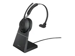 Jabra Evolve2 65 UC Mono - Hodesett - on-ear konvertibel - Bluetooth - tr&#229;dl&#248;s - USB-A - lydisolerende - svart - med ladestativ