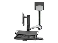 Ergotron SV Combo System with Worksurface &amp; Pan, Medium CPU Holder monteringssett Lift and Pivot - for LCD-skjerm / tastatur / mus / strekkodeskanner / CPU - polert aluminium