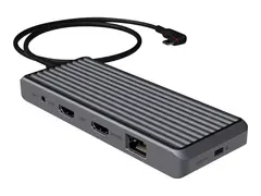 Unisynk 10 Port Dual Screen Hub - dokkingstasjon USB-C 3.1 - 2 x HDMI - 1GbE