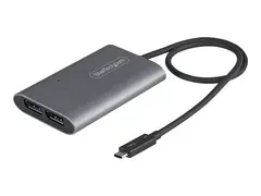 StarTech.com Thunderbolt 3 to Dual DisplayPort Adapter DP 1.4, Dual 4K 60Hz or Single 8K/5K Thunderbolt 3 to DP Adapter, TB3 to 2x DisplayPort Monitor Video Display Adapter, Mac/Windows TB3 to DP 1.4 Adapter - USB / DisplayPort-adapter - 24 pin USB-C (hann) til DisplayPort (hunn) - Thunderbolt 3 / DisplayPort 1.4 - 46 cm - 8K-st&#248;tte - s&#248;lv