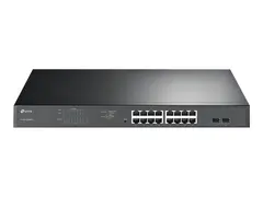 TP-Link JetStream TL-SG1218MPE - Switch - smart 16 x 10/100/1000 (PoE+) + 2 x Gigabit SFP - rackmonterbar - PoE+ (192 W) - AC 100 - 240 V