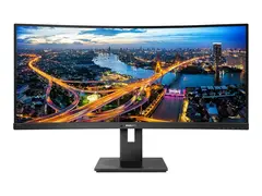 Philips 345B1C - LED-skjerm - kurvet 34&quot; (34&quot; synlig) - 3440 x 1440 WQHD @ 100 Hz - VA - 300 cd/m&#178; - 3000:1 - 5 ms - 2xHDMI, DisplayPort - h&#248;yttalere - svart tekstur