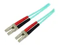 StarTech.com 10m (30ft) LC/UPC to LC/UPC OM3 Multimode Fiber Optic Cable, Full Duplex 50/125&#194;&#181;m Zipcord Fiber Cable, 100G Networks, LOMMF/VCSEL, &lt;0.3dB Low Insertion Loss LSZH Fiber Patch Cord - Koblingskabel - LC multimodus (hann) til LC multimodus (hann) - 10 m - fiberoptisk - dupleks - 50 / 125 mikroner - akvamarin - for P/N: MASFP10GBSR, SFP10GBLRMST, SFP10GBSRST, SFP10GSRSST, SFP10GSRXST, SV565FXHD4KU