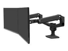 Ergotron LX Dual Side-by-Side Arm - Monteringssett (skrivebordsklemmemontering, kausemontering, stang, 2 leddarmer, T-b&#248;yle) Patented Constant Force Technology - for 2 LCD-skjermer - aluminium, st&#229;l - matt svart - skjermst&#248;rrelse: inntil 27&quot;