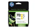 HP 712 - 3-pack - 29 ml - gul - original DesignJet - blekkpatron - for DesignJet Studio, T210, T230, T250, T630, T650