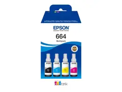 Epson EcoTank 664 - 4-pack - svart, gul, cyan, magenta original - blekkrefill - for Epson L380, L395, L495; EcoTank ET-2650, L1455, L656; EcoTank ITS L3050, L3060, L3070