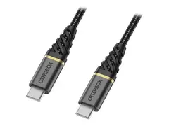 OtterBox Premium - USB-kabel - 24 pin USB-C (hann) til 24 pin USB-C (hann) USB 2.0 - 3 A - 3 m - Power Delivery-st&#248;tte - glamoursvart
