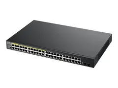 Zyxel GS1900 Series GS1900-48HPv2 Switch - smart - 48 x 10/100/1000 (24 PoE+) + 2 x Gigabit SFP (opplink) - stasjon&#230;r, rackmonterbar - PoE+ (170 W)