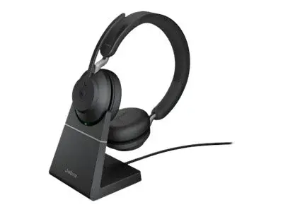 Jabra Evolve2 65 MS Stereo - Hodesett on-ear - Bluetooth - tr&#229;dl&#248;s - USB-C - lydisolerende - svart - med ladestativ - Certified for Microsoft Teams