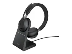 Jabra Evolve2 65 UC Stereo - Hodesett on-ear - Bluetooth - tr&#229;dl&#248;s - USB-A - lydisolerende - svart - med ladestativ