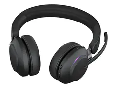 Jabra Evolve2 65 MS Stereo - Hodesett on-ear - Bluetooth - tr&#229;dl&#248;s - USB-C - lydisolerende - svart - Certified for Microsoft Teams