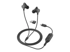 Logitech Zone Wired Earbuds - Hodesett i &#248;ret - kablet - 3,5 mm jakk - lydisolerende - grafitt - Optimert for UC