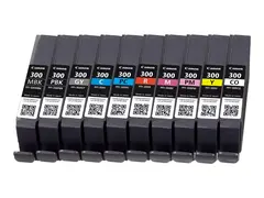 Canon PFI-MBK/PBK/CO/GY/R/C/M/Y/PC/PM 10 Ink Cartridge Multipack 10-pack - 14.4 ml - matt svart, fotomagenta, r&#248;d, gul, magenta, fotosort, fotocyan, gr&#229;, cyan, kromaoptimerer - original - blekkbeholder - for imagePROGRAF PRO-300