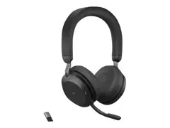 Jabra Evolve2 75 - Hodesett - on-ear - Bluetooth tr&#229;dl&#248;s - aktiv st&#248;ydemping - USB-A - lydisolerende - svart - med ladestativ - Certified for Microsoft Teams