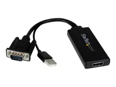 StarTech.com VGA to HDMI Adapter with USB Audio &amp; Power Portable VGA to HDMI Converter - 1080p - Adapterkabel - HD-15 (VGA), USB-type B hann til HDMI hunn - 26 cm - svart - USB-str&#248;m, 1080p-st&#248;tte, aktiv