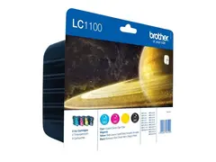 Brother LC1100 Value Pack - 4-pack - svart, gul, cyan, magenta original - blister - blekkpatron - for Brother DCP-185, 385, 395, J715, MFC-490, 5490, 5890, 5895, 6890, 790, 795, 990, J615