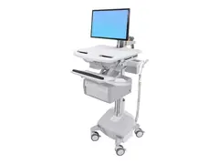 Ergotron StyleView Cart with LCD Arm, LiFe Powered, 2 Tall Drawers Vogn - &#229;pen arkitektur - for LCD-skjerm / PC-utstyr - l&#229;sbar - aluminium, forsinket st&#229;l, kvalitetsplast - skjermst&#248;rrelse: inntil 24&quot; - 40 Ah - litium - TAA-samsvar