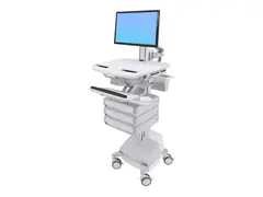 Ergotron StyleView Cart with LCD Pivot, SLA Powered, 3 Drawers Vogn - for LCD-skjerm / PC-utstyr - l&#229;sbar - medisinsk - aluminium, forsinket st&#229;l, kvalitetsplast - skjermst&#248;rrelse: inntil 24&quot; - 66 Ah - blysyre - TAA-samsvar