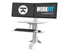 Ergotron WorkFit-S Dual Workstation St&#229;ende skrivebordomformer - rektangul&#230;r - aluminium, kvalitetsplast - hvit