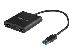 StarTech.com USB 3.0 to Dual HDMI Adapter, 1x 4K 30Hz &amp; 1x 1080p, External Video &amp; Graphics Card, USB Type-A to HDMI Dual Monitor Display Adapter Dongle, Supports Windows Only, Black USB to Dual HDMI Adapter (USB32HD2) - Adapterkabel - TAA-samsvar - USB-type A hann til HDMI hunn - 25 cm - svart - 4 K 30 Hz (3840 x 2160) st&#248;tte - for P/N: HDDVIMM3, HDMM12, HDMM15, HDMM1MP, HDMM2MP, HDMM3, HDMM3MP, HDMM50A, HDMM6, HDPMM50