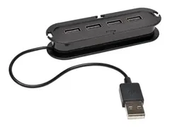 Tripp Lite 4-Port USB 2.0 Compact Mobile Hi-Speed Ultra-Mini Hub w/ Cable Hub - 4 x USB 2.0 - stasjon&#230;r