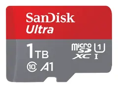 SanDisk Ultra - Flashminnekort (microSDXC til SD-adapter inkludert) 1 TB - A1 / UHS Class 1 / Class10 - microSDXC UHS-I