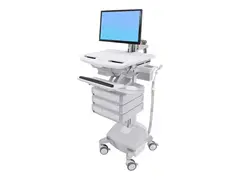 Ergotron StyleView Cart with LCD Arm, LiFe Powered, 3 Drawers Vogn - &#229;pen arkitektur - for LCD-skjerm / PC-utstyr - l&#229;sbar - aluminium, forsinket st&#229;l, kvalitetsplast - skjermst&#248;rrelse: inntil 24&quot; - 40 Ah - litium - TAA-samsvar