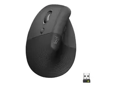 Logitech Lift Vertical Ergonomic Mouse - Vertikal mus ergonomisk - venstrehendt - optisk - 6 knapper - tr&#229;dl&#248;s - Bluetooth, 2.4 GHz - Logitech Logi Bolt USB-mottaker - grafitt