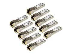 StarTech.com Cisco GLC-T Compatible SFP Module, 1000BASE-T, SFP to RJ45 Cat6/Cat5e, 1GE Gigabit Ethernet SFP, RJ-45 (Copper) 100m, Cisco Firepower, ASR920, IE2000, Mini GBIC Transceiver Lifetime Warranty (GLCT10PKST) - SFP (mini-GBIC) transceivermodul (tilsvarer: Cisco GLC-T) - 1GbE - 1000Base-T - RJ-45 - opp til 100 m (en pakke 10)