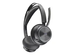 Poly Voyager Focus 2 UC - Hodesett - on-ear Bluetooth - tr&#229;dl&#248;s, kablet - aktiv st&#248;ydemping - USB-C via Bluetooth-adapter - med ladestativ - Certified for Microsoft Teams