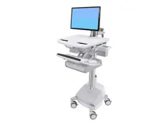 Ergotron StyleView Cart with LCD Arm, SLA Powered, 2 Drawers Vogn - &#229;pen arkitektur - for LCD-skjerm / PC-utstyr - l&#229;sbar - aluminium, forsinket st&#229;l, kvalitetsplast - skjermst&#248;rrelse: inntil 24&quot; - 66 Ah - blysyre - TAA-samsvar