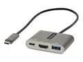 StarTech.com USB C Multiport Adapter, USB-C to HDMI 4K Video, 100W Power Delivery Passthrough Charging, 2-Port USB 3.0 Hub 5Gbps (1xType-C/1xA), USB-C Mini Dock, USB-C Travel Dock Portable Laptop Docking Station - Dokkingstasjon - USB-C / Thunderbolt 3 / Thunderbolt 4 - HDMI