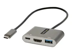 StarTech.com USB C Multiport Adapter, USB-C to HDMI 4K Video, 100W Power Delivery Passthrough Charging, 2-Port USB 3.0 Hub 5Gbps (1xType-C/1xA), USB-C Mini Dock, USB-C Travel Dock Portable Laptop Docking Station - Dokkingstasjon - USB-C / Thunderbolt 3 / Thunderbolt 4 - HDMI