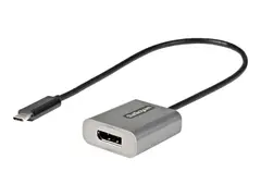 StarTech.com USB C to DisplayPort Adapter, 8K/4K 60Hz USB-C to DisplayPort 1.4 Adapter Dongle, USB Type-C to DP Monitor Video Converter, Thunderbolt 3 Compatible, w/12&quot; Long Attached Cable HBR3, DSC, DP Alt Mode (CDP2DPEC) - Video adapter - 24 pin USB-C (hann) til DisplayPort (hunn) - Thunderbolt 3 / DisplayPort 1.4 - 8K 60Hz st&#248;tte, 4K 60Hz st&#248;tte - gr&#229;