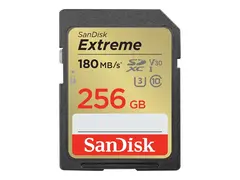 SanDisk Extreme - Flashminnekort 256 GB - Video Class V30 / UHS-I U3 / Class10 - SDHC UHS-I