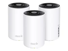 TP-Link Deco XE75 V1 - Wi-Fi-system (3 rutere) - inntil 7200 kvadratfot - maske 1GbE - Wi-Fi 6E - Wi-Fi 6 - Multib&#229;nd