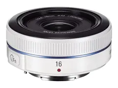 Samsung EX-W16ANW - Vidvinkelobjektiv - 16 mm f/2.4 Pancake - Samsung NX - for Samsung NX1000, NX20, NX210; GALAXY NX; SMART Camera NX1100, NX2000, NX2020, NX300, NX3300