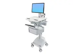 Ergotron StyleView Cart with LCD Pivot, SLA Powered, 1 Tall Drawer Vogn - &#229;pen arkitektur - for LCD-skjerm / PC-utstyr - l&#229;sbar - aluminium, forsinket st&#229;l, kvalitetsplast - skjermst&#248;rrelse: inntil 24&quot; - 66 Ah - blysyre - TAA-samsvar