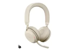 Jabra Evolve2 75 - Hodesett - on-ear Bluetooth - tr&#229;dl&#248;s - aktiv st&#248;ydemping - USB-C - lydisolerende - beige - Optimert for UC