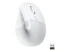 Logitech Lift Vertical Ergonomic Mouse Vertikal mus - ergonomisk - optisk - 6 knapper - tr&#229;dl&#248;s - Bluetooth, 2.4 GHz - Logitech Logi Bolt USB-mottaker - elfenbenshvit