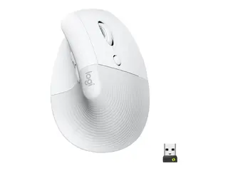 Logitech Lift Vertical Ergonomic Mouse - Vertikal mus ergonomisk - optisk - 6 knapper - tr&#229;dl&#248;s - Bluetooth, 2.4 GHz - Logitech Logi Bolt USB-mottaker - elfenbenshvit