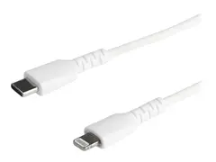 StarTech.com 6 ft(2m) Durable White USB-C to Lightning Cable, Heavy Duty Rugged Aramid Fiber USB Type A to Lightning Charger/Sync Power Cord, Apple MFi Certified iPad/iPhone 12 Pro Max iPhone 7/8/11/11 Pro - Lightning-kabel - Lightning hann til 24 pin USB-C hann - 2 m - hvit